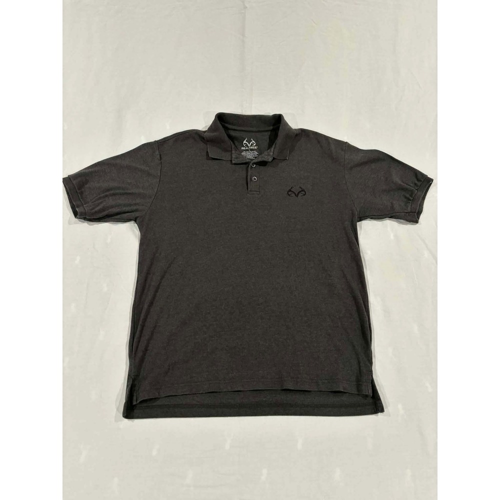 Realtree Men's Dark Gray Heathered Short Sleeve Polo Shirt‎ Size L